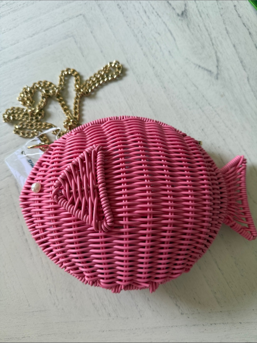 New Tommy Bahama Pink Woven Fish Crossbody Bag - Picture 10 of 10
